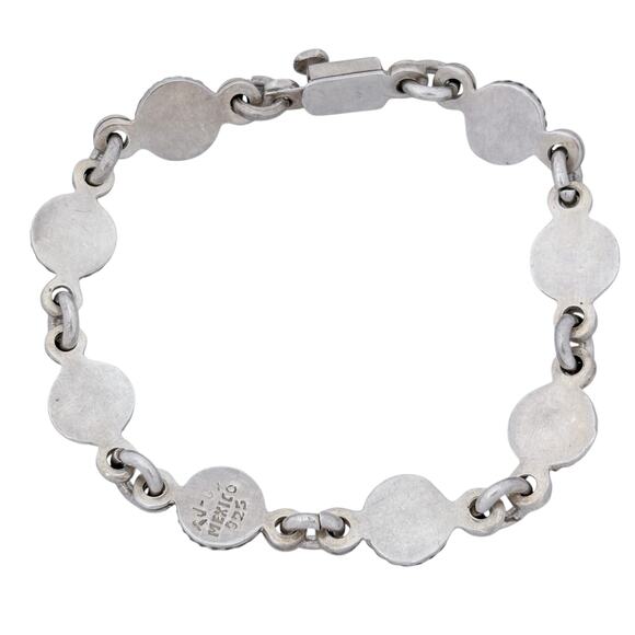 Estate Taxco Mexico Sterling Silver 925 Multi-Gem Bracelet 7.5" - Picture 4 of 8